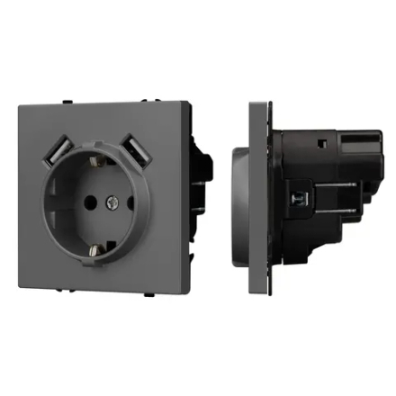 Механизм розетки с USB зарядкой SCT-NOBE-MUAA-SFPL-GR (230V, 16A) (Arlight, -) 054291