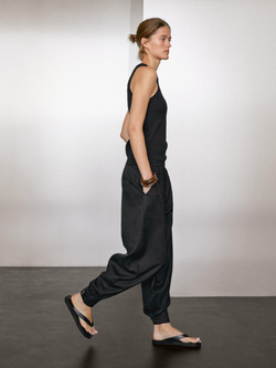 Massimo Dutti Топ из смесового хлопка с горловиной халтер, черный