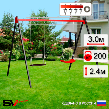 Уличные качели Sv Sport УК175П2 (3.0м/"Лодочка"/Деревянные/Подвесы на подш 2к)