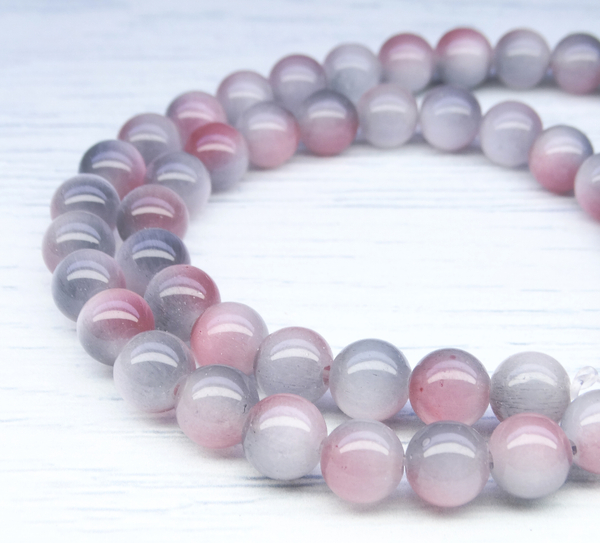 ПК078НН8 Бусины из природного камня кошачий глаз (серо-персиковый), размер: 8 мм, 5 шт.