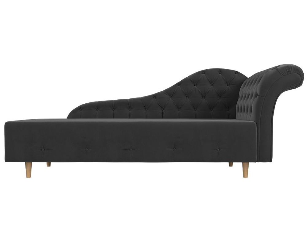 Кушетка Камерон правая, Серый, Велюр, 110095