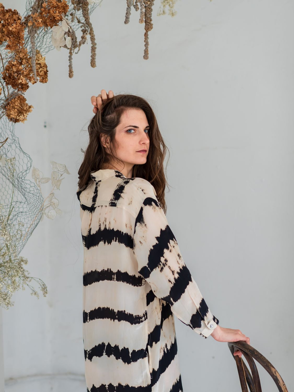 Платье-рубашка ГРАДИЕНТ (черно-белый)