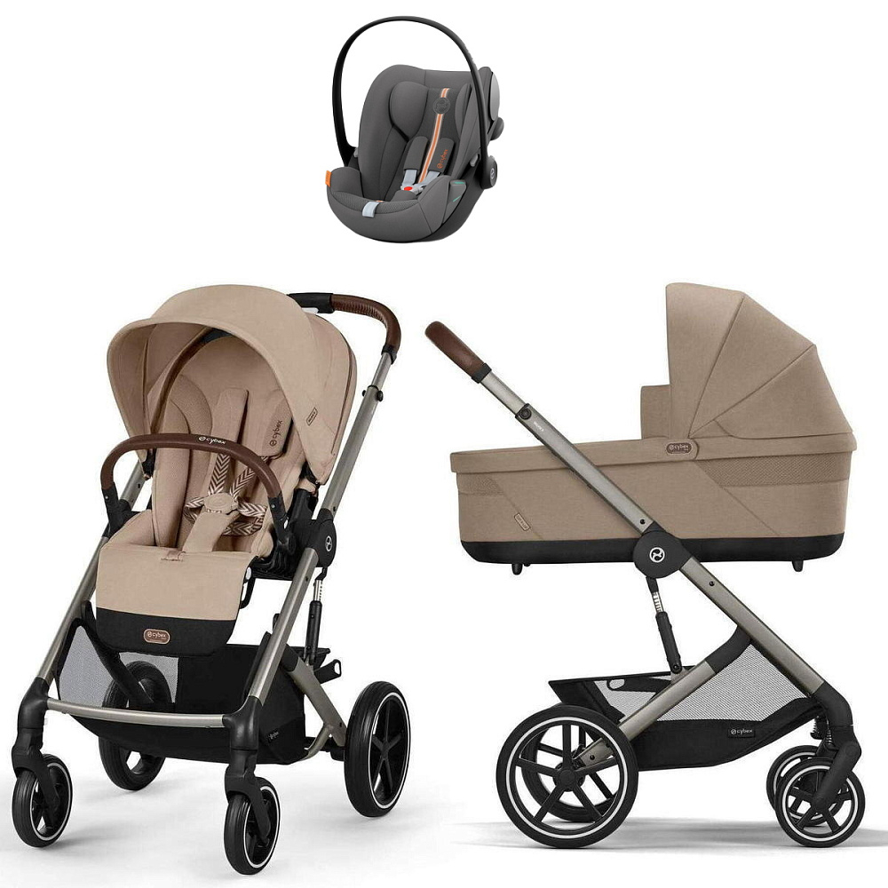 Коляска Cybex Balios S Lux TPE complete Cloud G Lava Grey Plus Base G 4 в 1 Almond Beige с дождевиками