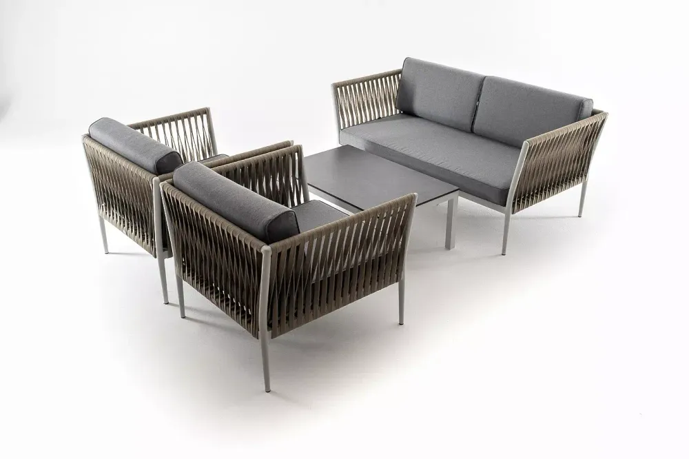 "Касабланка" лаунж-зона плетеная из роупа 4-местная, цвет серый