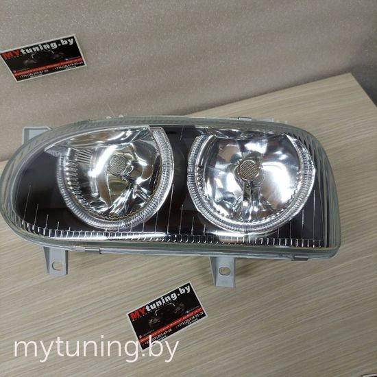 Передние фары VW Golf 3 angel eyes black