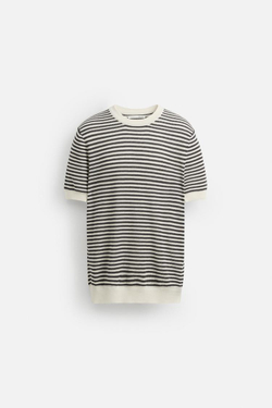 ZARA ФУТБОЛКА В ПОЛОСКУ, БЕЛЫЙ/СЕРЫЙ