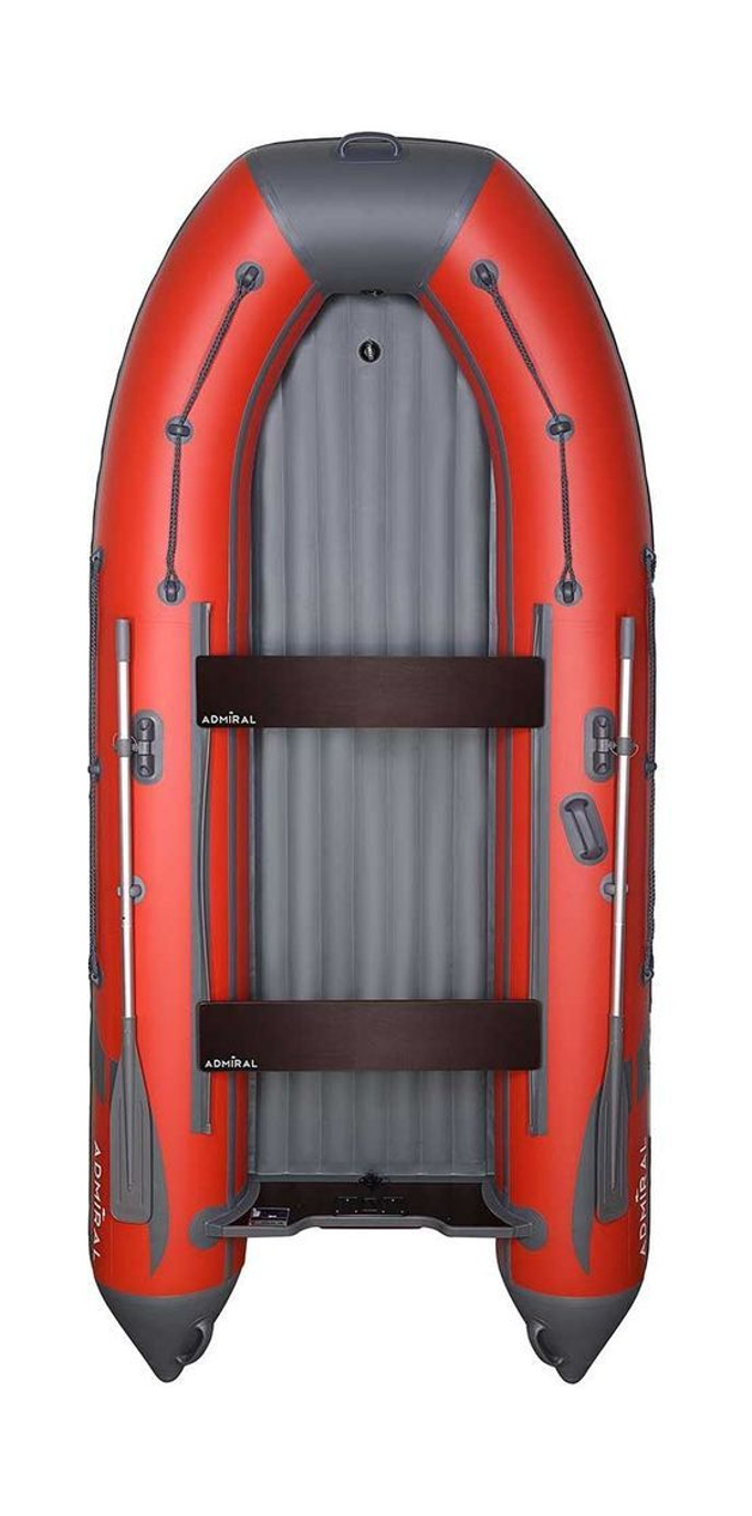 Надувная лодка ПВХ, Адмирал 360 НДНД, роульс, рым, накладки, красный/серый
