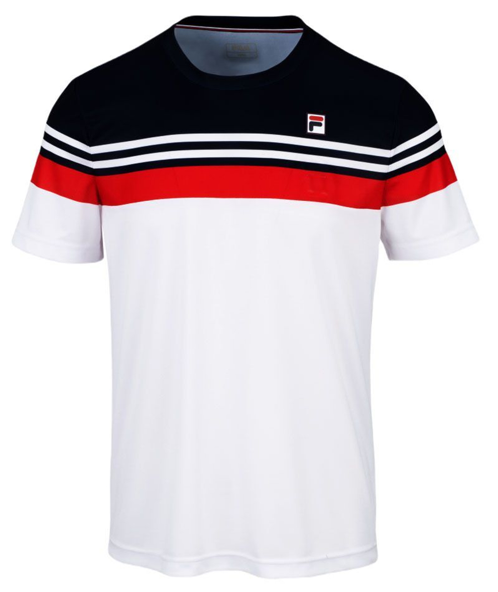Мужская теннисная футболка Fila T-Shirt Malte - white/fila red/navy