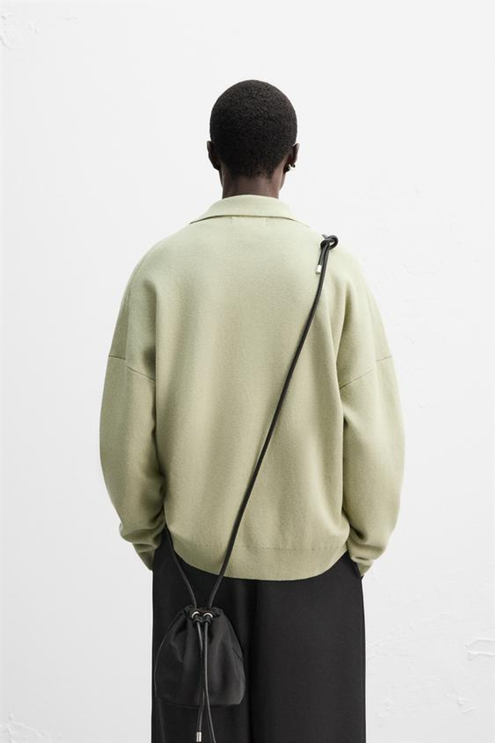 ZARA X NANUSHKA СВИТЕР -ПОЛО НА МОЛНИИ, СВЕТЛО-ЗЕЛЕНЫЙ