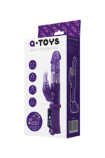 Фиолетовый вибратор с вращением бусин, клиторальным зайчиком и надёжной присоской (Цвет: фиолетовый)