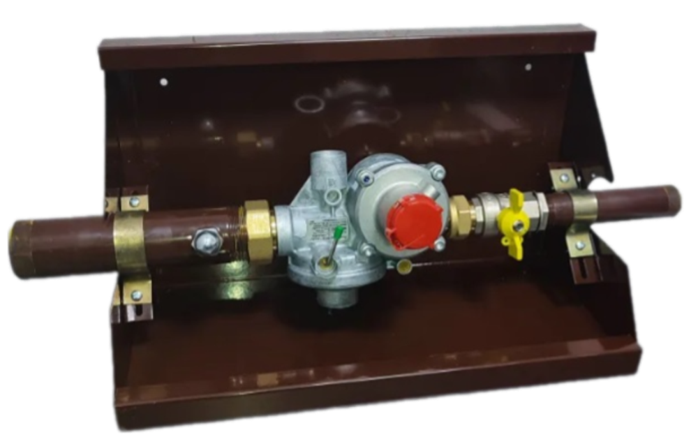 Шкафной газораспределительный пункт ГРПШ ОХТА-RF-25-1-ПЛ-Ф исп.25/1 (коричневый)