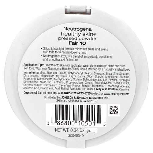 Neutrogena, Healthy Skin, прессованная пудра, Fair 10, 9,6 г (0,34 унции)