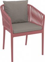 Кресло пластиковое с подушками Siesta Contract Portofino, марсала, светло-коричневый