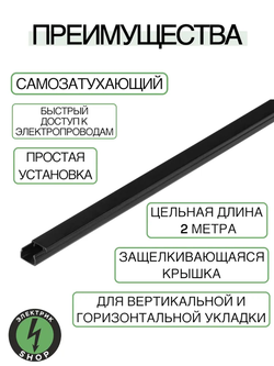 Кабель-канал ПВХ 100х60 (2м) ПАН-Электро чёрный ( 1 штука )