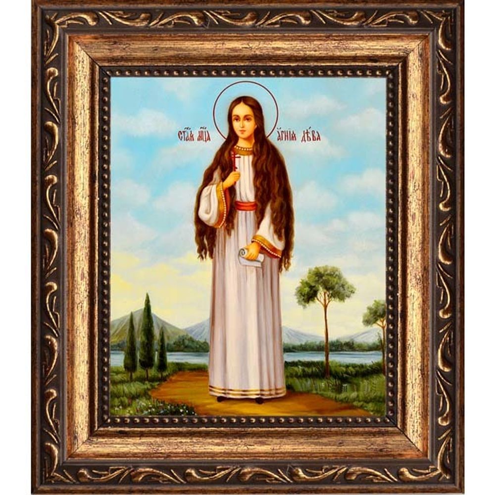Анна (Агния) Римская, дева, мученица. Икона на холсте.
