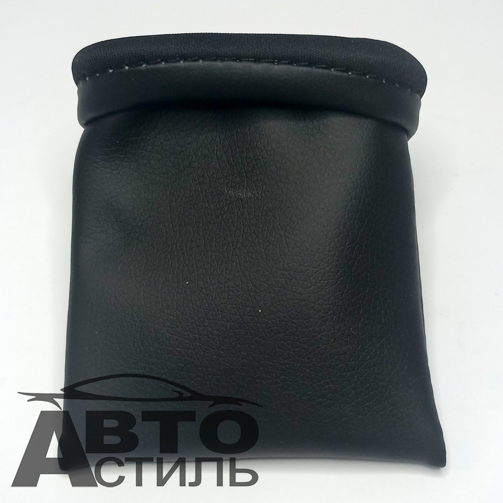 Подставка под телефон (мешок) черный КОЖА с Черной окантовкой