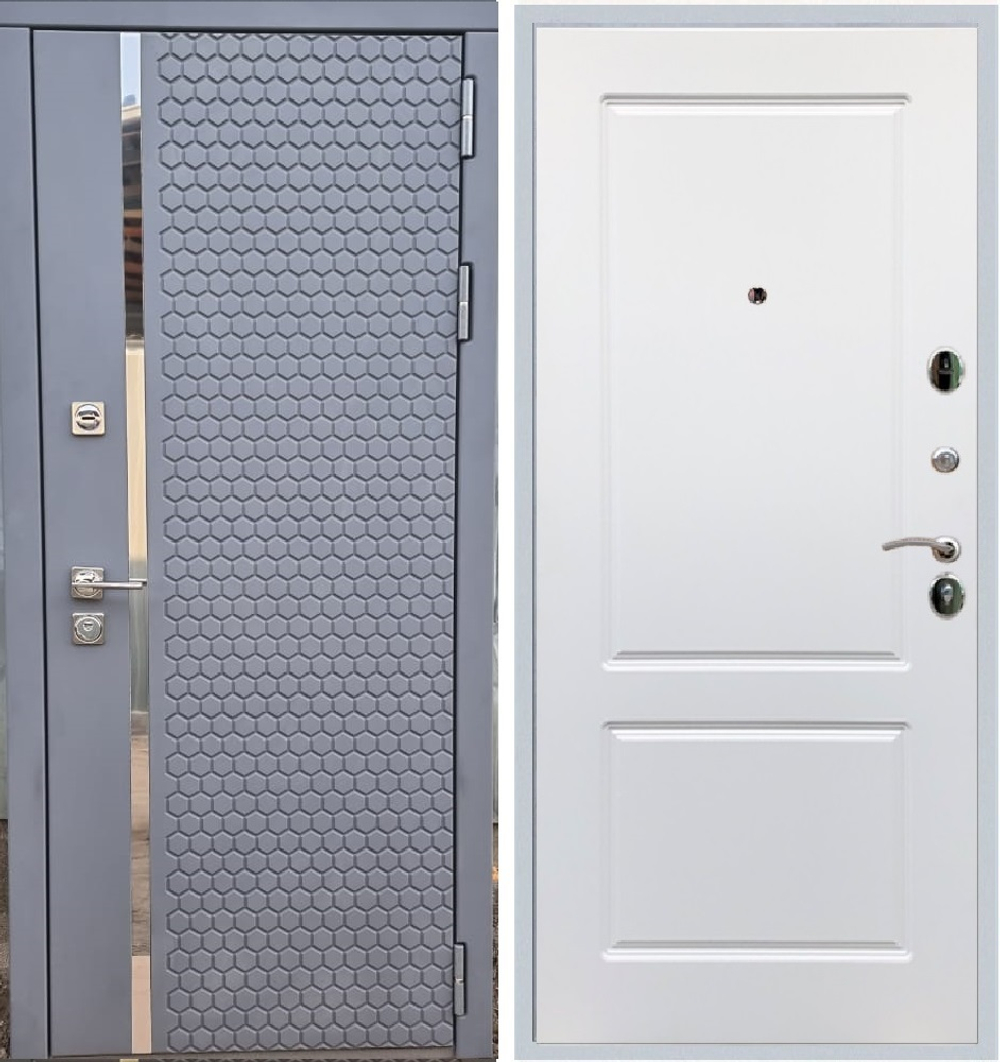 Входная металлическая дверь Рекс 24 Силк Титан / ФЛ-117 Силк сноу 16мм