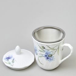 КРУЖКА ЗАВАРОЧНАЯ LEFARD "ВАСИЛЬКИ" С КРЫШКОЙ И СИТОМ 350 МЛ