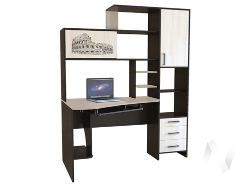 Стол компьютерный КЛ №6.0 левый (венге/дуб молочный)