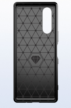 Чехол на Sony Xperia 5 цвет Black (черный), серия Carbon от Caseport