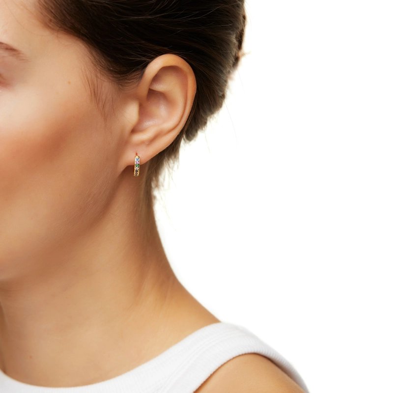 Серьги Золотой Блестящий Кликер – Разноцветные