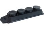 Колодка 4 розетки однофазная с заглушками с заземляющими контактами (каучук)1029