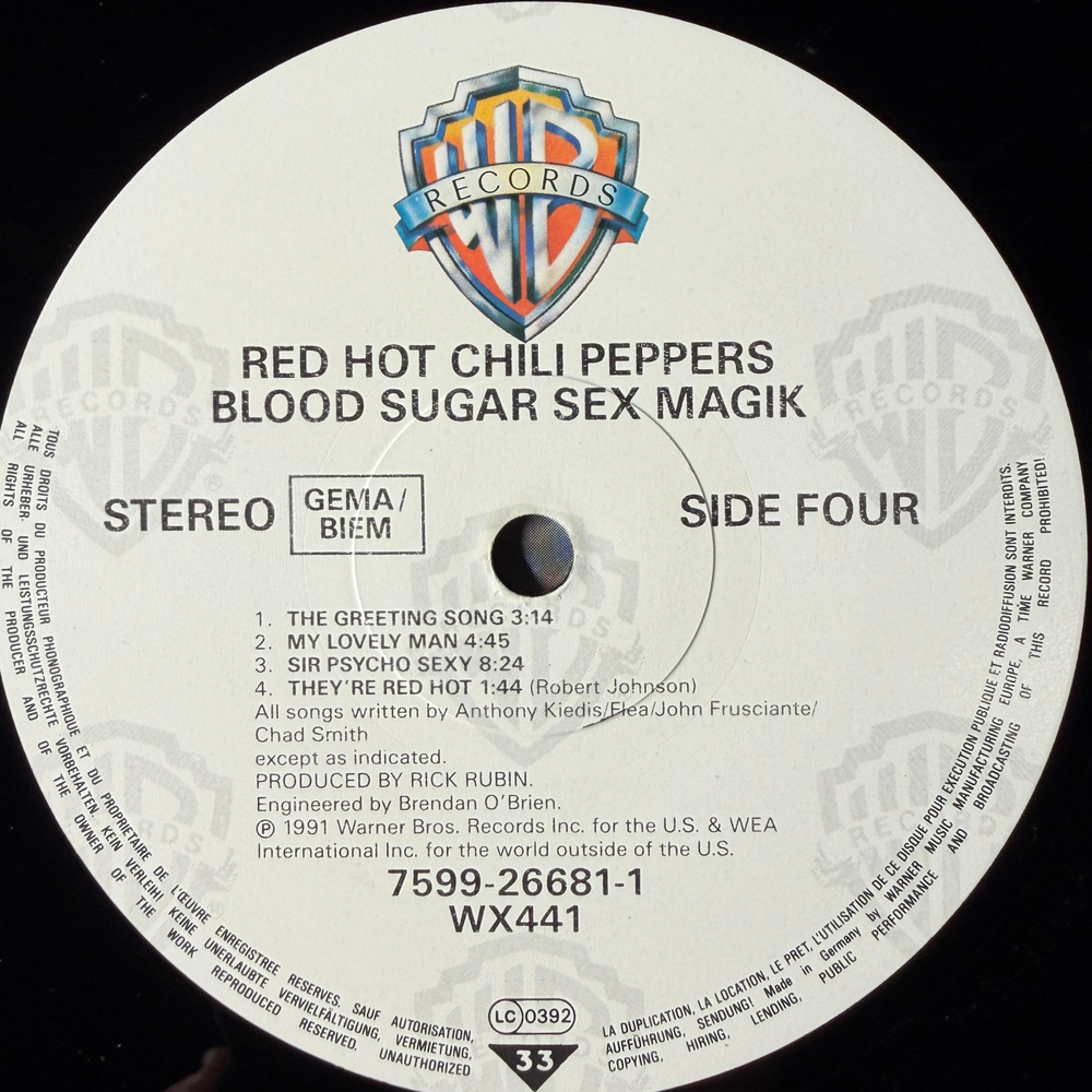 Red Hot Chili Peppers ‎– Blood Sugar Sex Magik 2LP (германия 1991г.)