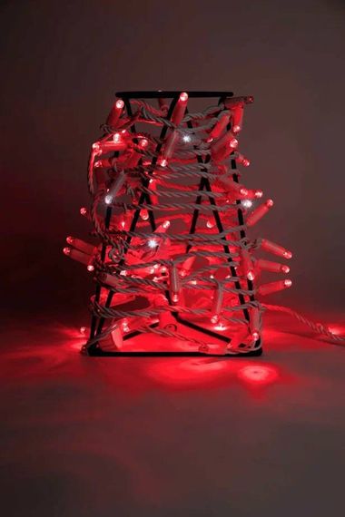 Светодиодная гирлянда нить 10 м, 24В, белая резина 2,3 мм, мерцание, красная, TeamProf (TPF-S10CF-24V-SRW/R)