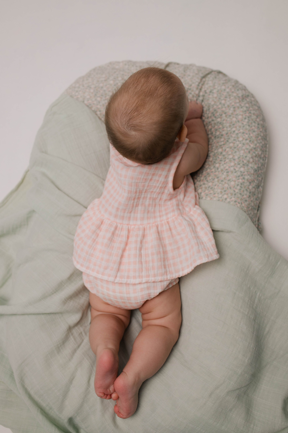 Боди-платье из муслина (клетка розовая)