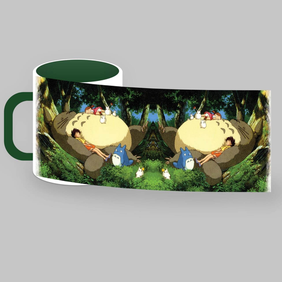 Кружка керамическая объем 330мл, Хаяо Миядзаки "Волшебный сон" (зеленая)