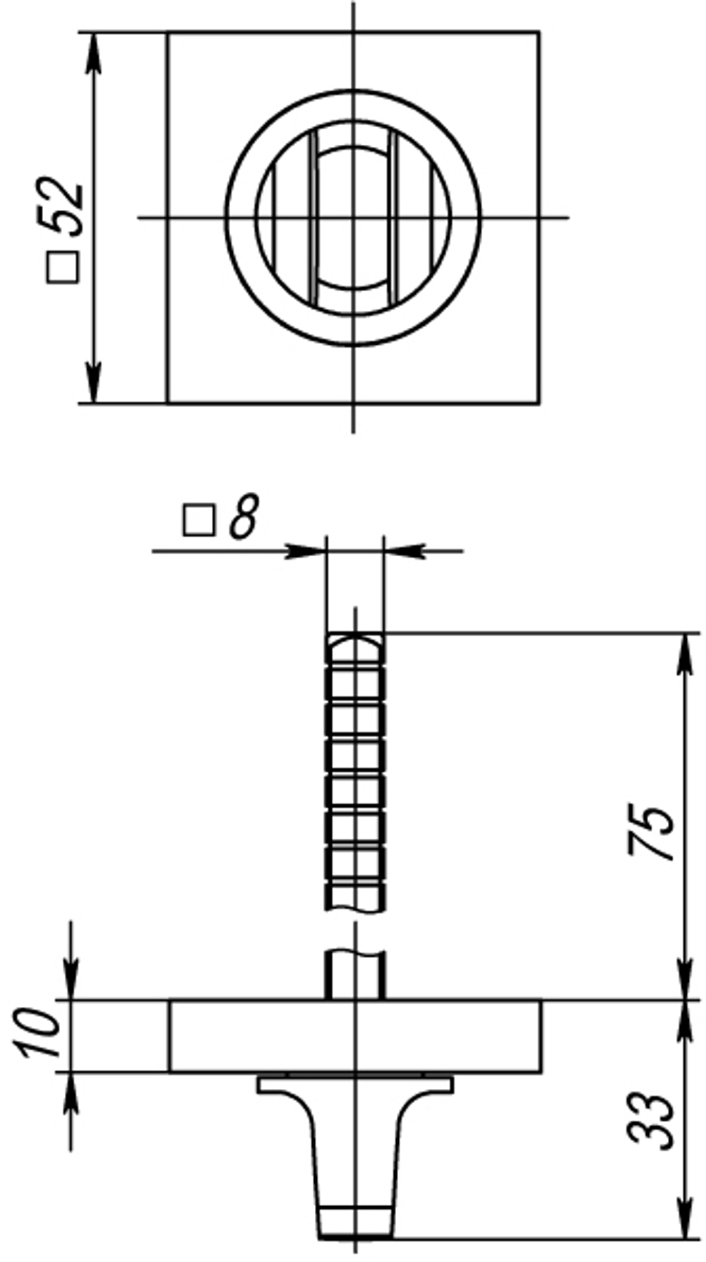 Ручка поворотная BKW8.K.KM52 (BKW8 KM) SN/CP-3 матовый никель/хром