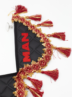 Вымпел тройной MAN (экокожа, черный с красными кисточками)