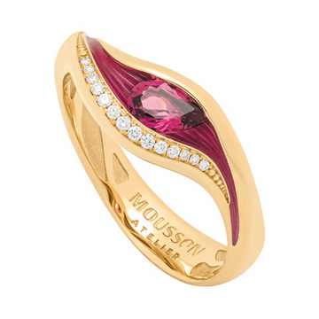 Кольцо с Турмалином и Бриллиантами, Эмаль, R0123-7/4