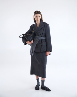 Юбка из шерсти с подъюбником из хлопка елочка серый/белый