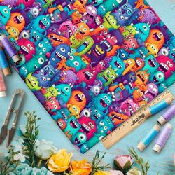 Ткань премиум Оксфорд 600D разноцветные монстры