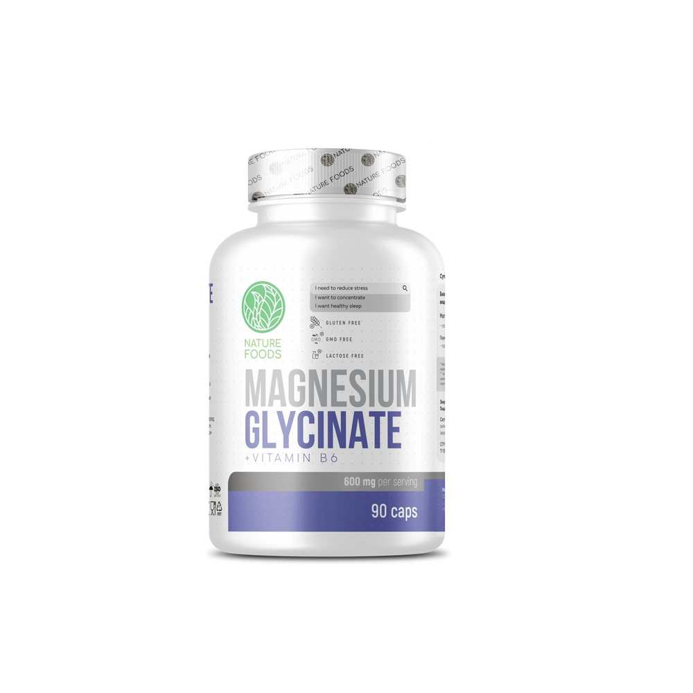 Nature Foods Magnesium Glycinate+B6 600 мг. (90 капс.) [M]