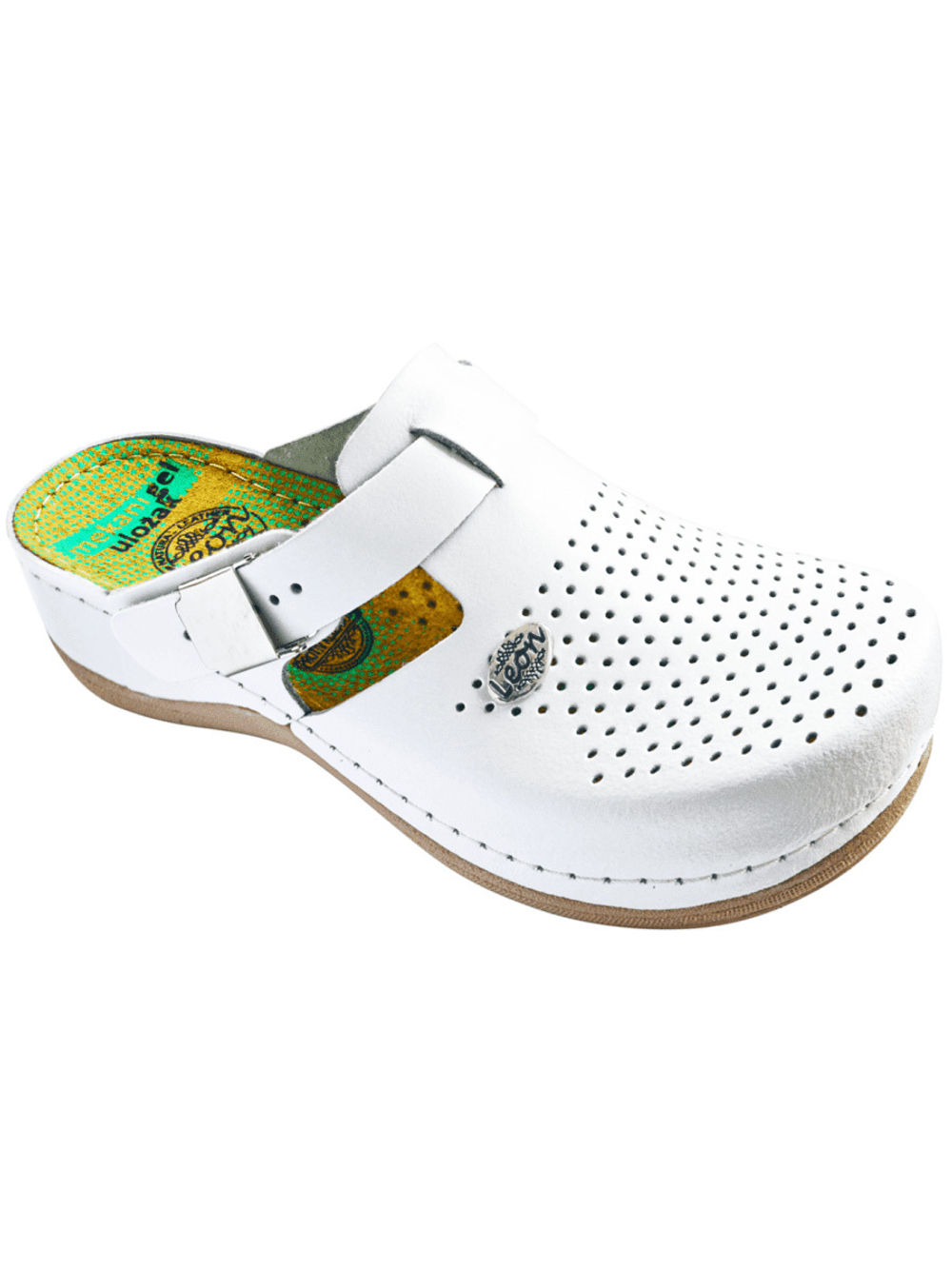 Тапочки-сабо Леон 950 женские с ремешком на пряжке, белые, 39