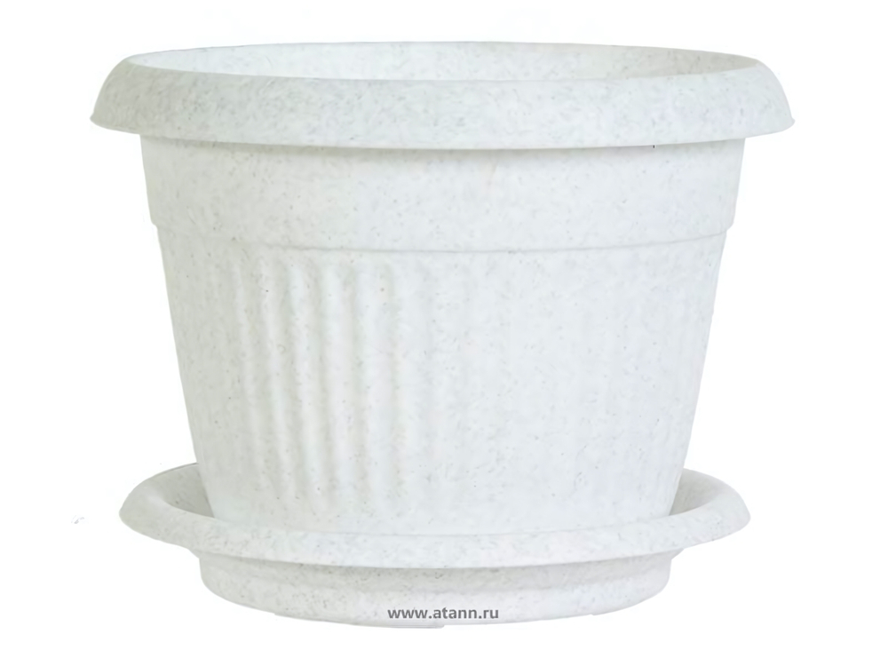 Кашпо Ливия 26л 420мм с поддоном, мрамор
