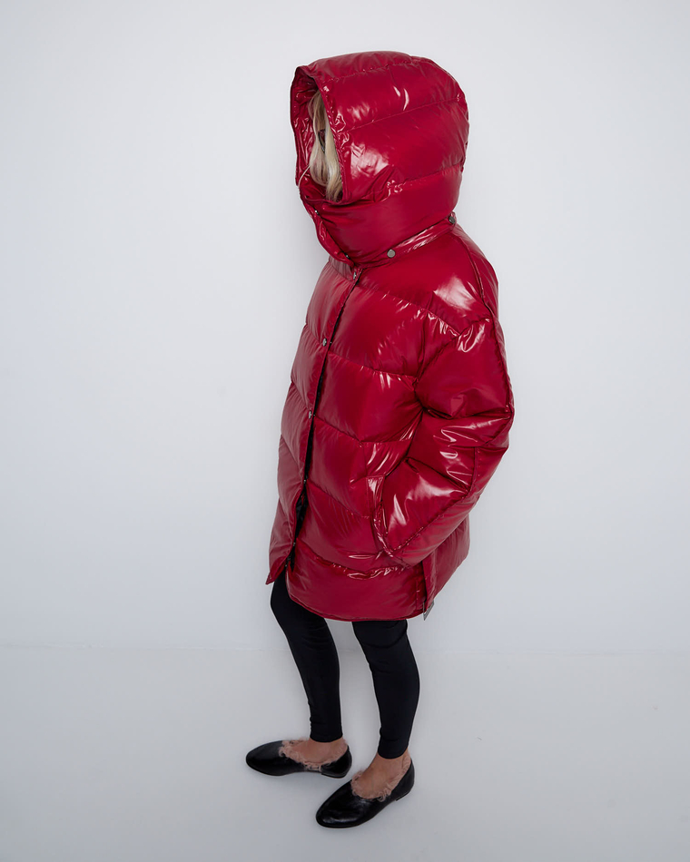 Пуховик со съемным капюшоном из нейлона Монклер вишня