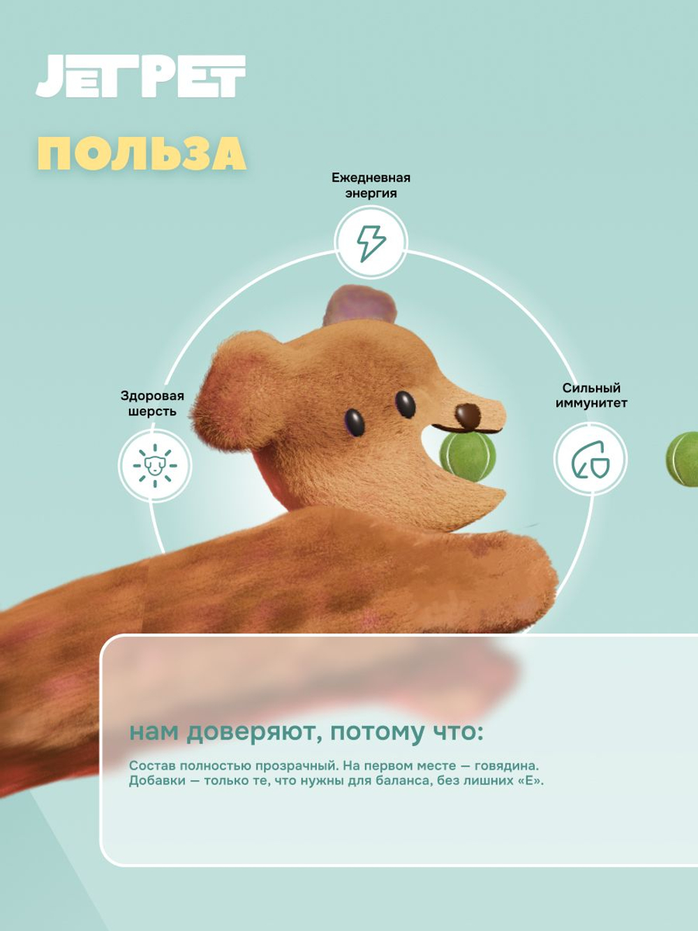 Jet Pet Fun корм для собак средних и крупных пород с высокой физической нагрузкой, говядина 12 кг