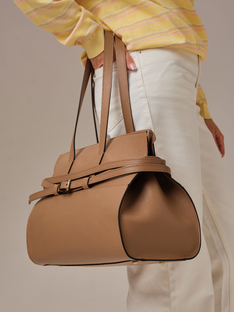 Кожаная сумка Rumi DBR 31152 коричневый капучино