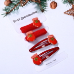 Аксессуары для волос детские 4шт. «Сказка - Варежки», цвет красный, 2 резинки 3 см. и 2 зажима 5см.