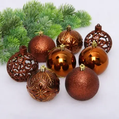 Новогодние шары 8 см (набор 24 шт) «Фактурный микс», шоколад