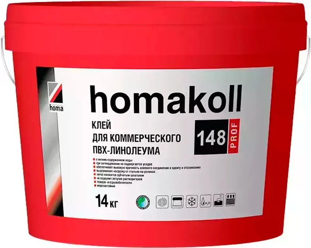 Клей для коммерческого ПВХ-линолеума водно-дисперсионный Homakoll 148 Prof 28 кг