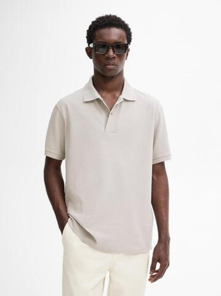 Massimo Dutti Поло из рельефного хлопкового пике, серый