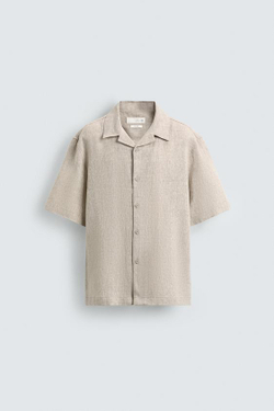 ZARА РУБАШКА RELAXED FIT ИЗ 100% ЛЬНА, СВЕТЛО-БЕЖЕВЫЙ