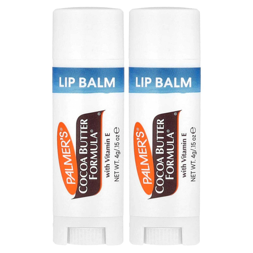 Palmer's, Cocoa Butter Formula, с витамином E, смягчающий и разглаживающий бальзам для губ, 2 шт. в упаковке, 4 г (0,15 унции) каждый