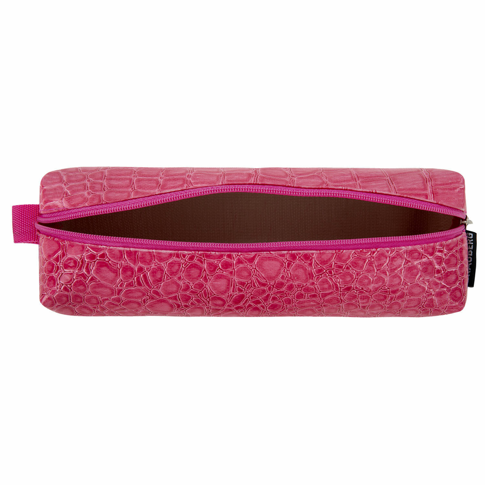 Пенал-косметичка BRAUBERG "крокодиловая кожа" 20х6х4 см "Ultra pink" (3 штуки в упаковке)