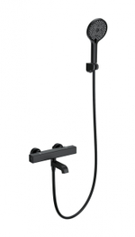 Смеситель для ванны с душем и термостатом WONZON & WOGHAND STAY 2, Черный матовый (WW-B2016-A1-MB)