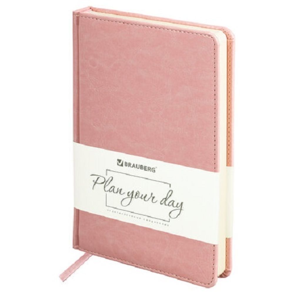 Ежедневник недатированный Brauberg Imperial, А5, 160л, кожзам розовый,